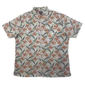 Croft & Barrow Floral Hawaiian Shirt Mens XL Green Orange Short Sleeve Button Up